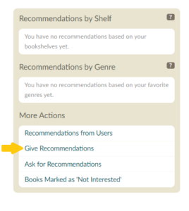 book recommendation screenshot